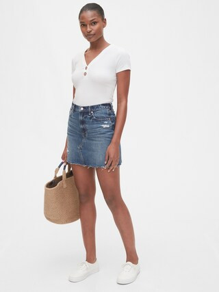 High Rise Distressed Denim Skirt | Gap (US)