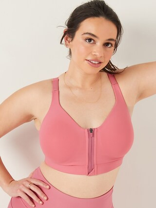 High-Support PowerSoft Zip-Front Sports Bra for Women 32C-42C | Old Navy (CA)