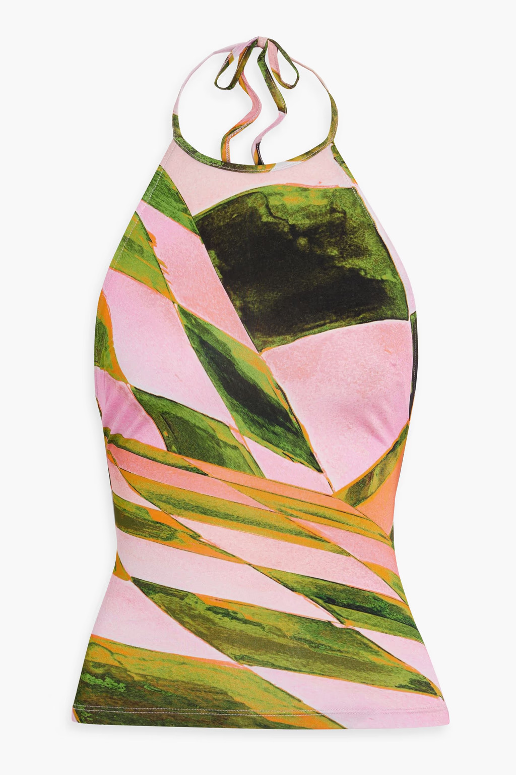 Printed stretch-jersey halterneck top | The Outnet (US and CA)