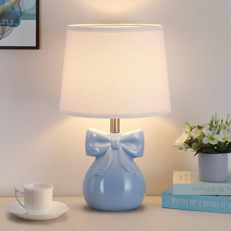 Classic Girly Ceramic Bedside Lamp for Nightstand, Modern Table Lamp for Living Room, Gift for Gi... | Amazon (US)