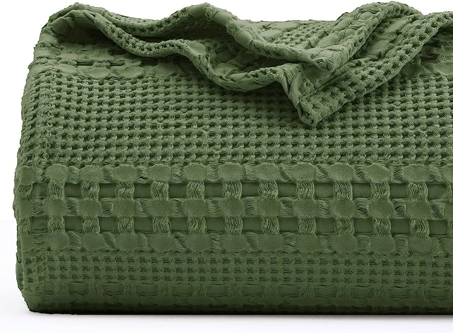 PHF 100% Cotton Waffle Weave Blanket King Size - Washed Soft Lightweight Blanket for All Season -... | Amazon (US)