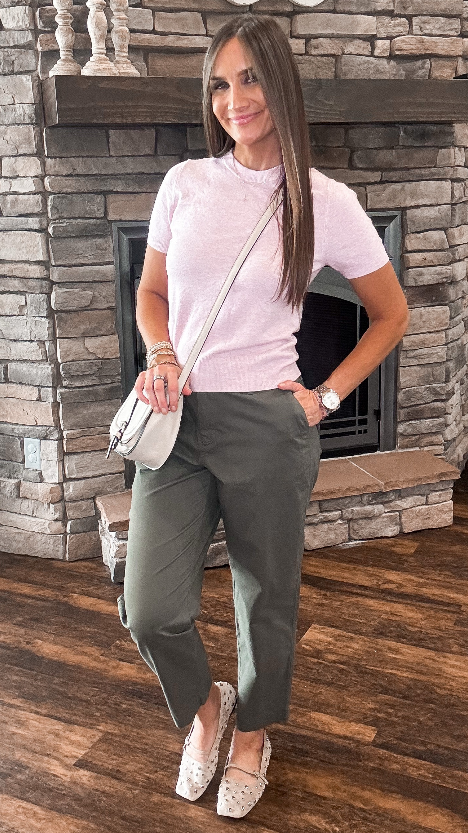 Target outfit, Target finds, short sleeve sweater top, olive green chino pants, slacks, studded flats, crossbody bag 

#LTKFindsUnder50 #LTKSaleAlert #LTKStyleTip