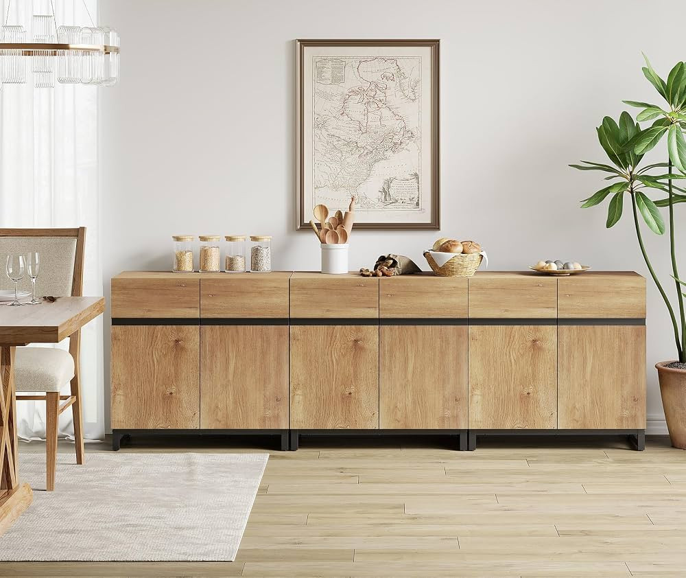 WAMPAT 3 in 1 Multifunctional Sideboard Buffet Cabinets, Modern Sideboard with Adjustable Shelf a... | Amazon (US)