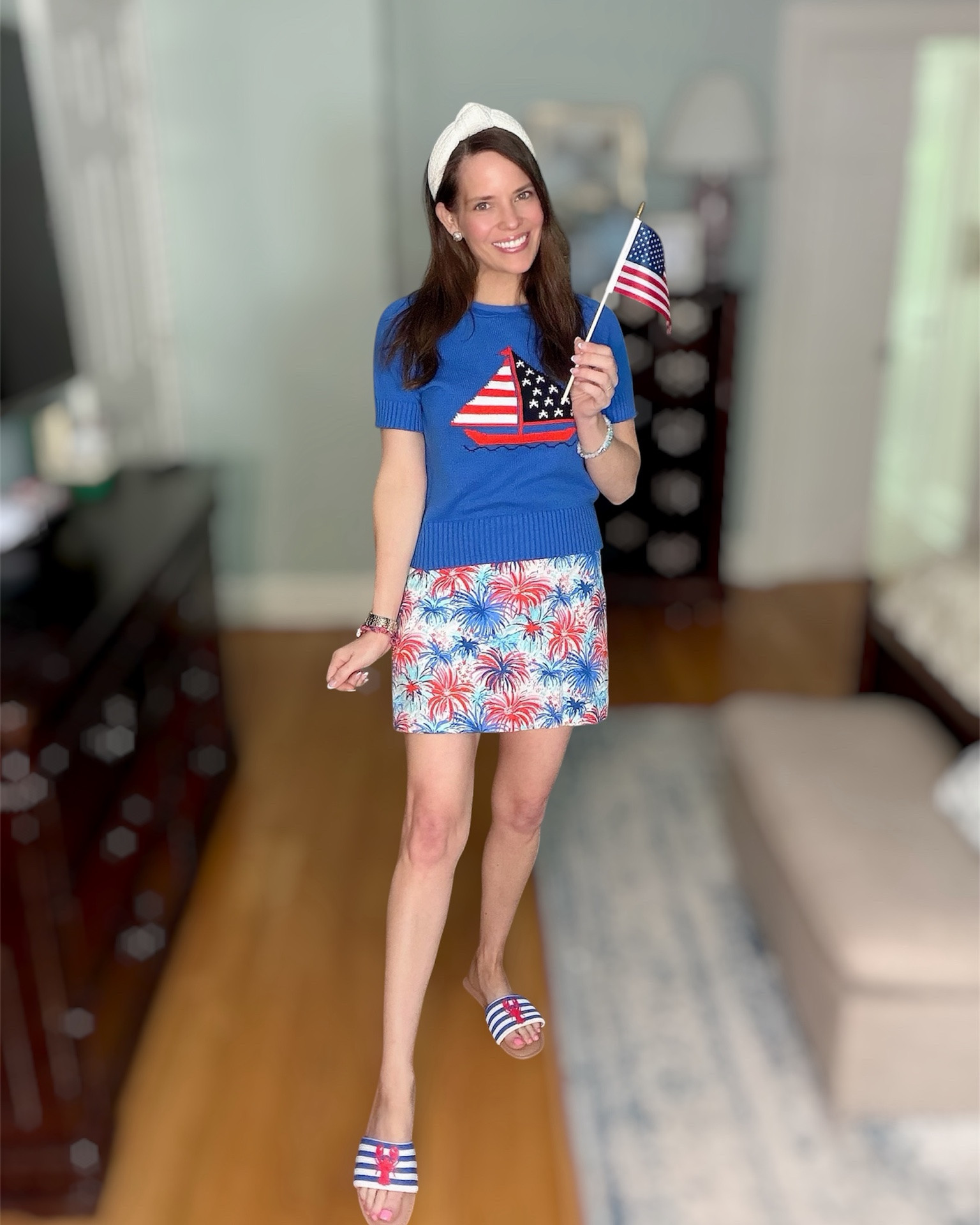 Preppy Patriotic Decor & Americana Outfit Finds 🇺🇸✨

All the red, white & blue details I’m loving lately 🇺🇸💙 From the cutest Americana outfit to charming patriotic decor finds, these pieces are perfect for summer hosting, Memorial Day, and the 4th of July. Loving the sailboat sweater, fireworks print skirt, striped lobster sandals, and the sweetest gingham star tray + tabletop decor pieces ❤️✨

Patriotic outfit, Americana style, preppy summer outfit, patriotic decor, red white and blue decor, 4th of July outfit, coastal grandmother style, summer hosting decor, gingham decor, Americana home decor, Lilly Pulitzer style, patriotic sandals, sailboat sweater, fireworks skirt, summer tablescape ideas 🇺🇸

#LTKSeasonal #LTKPetite #LTKootd