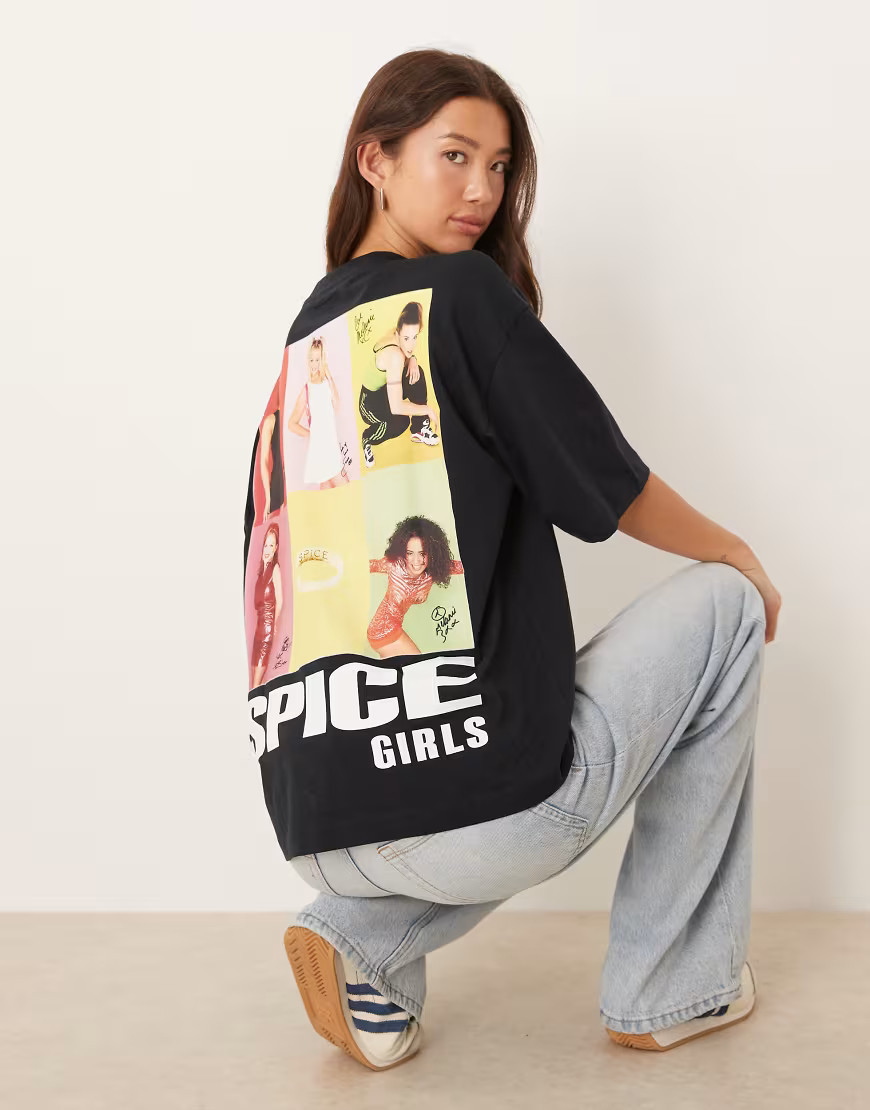 ASOS DESIGN oversized t-shirt with Spice Girls prints in black | ASOS (Global)