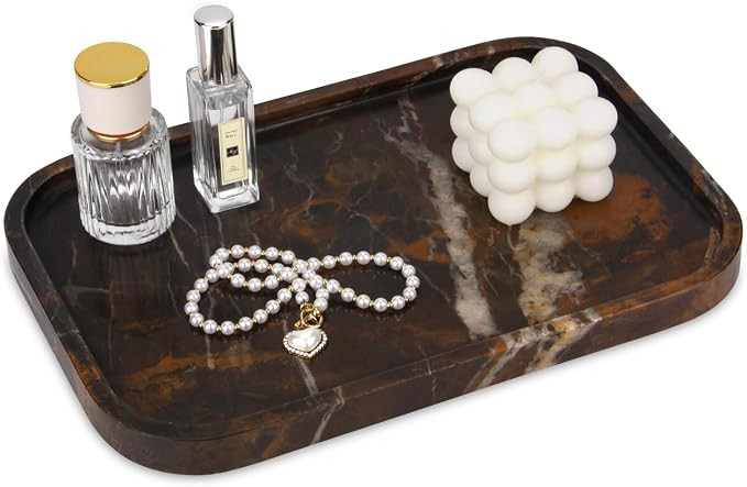 Marble Bathroom Vanity Decorative Tray, Black Gold, 12 * 8 * 0.8 | Natural Marble, Home Kitchen T... | Amazon (US)