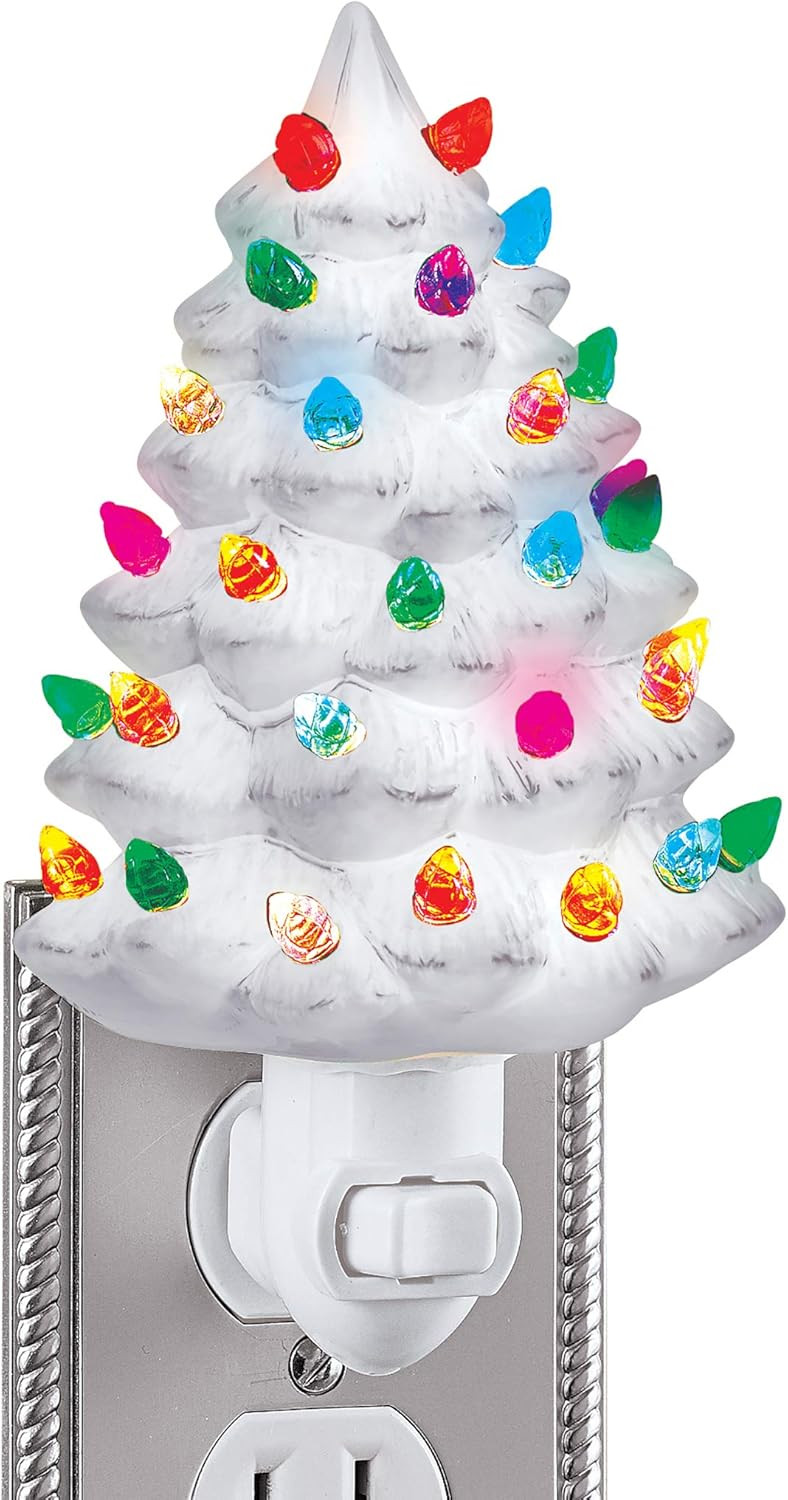 Collections Etc Ceramic Christmas Tree Night Light - 6"H, Nostalgic, Decorative Bathroom Decorati... | Amazon (US)