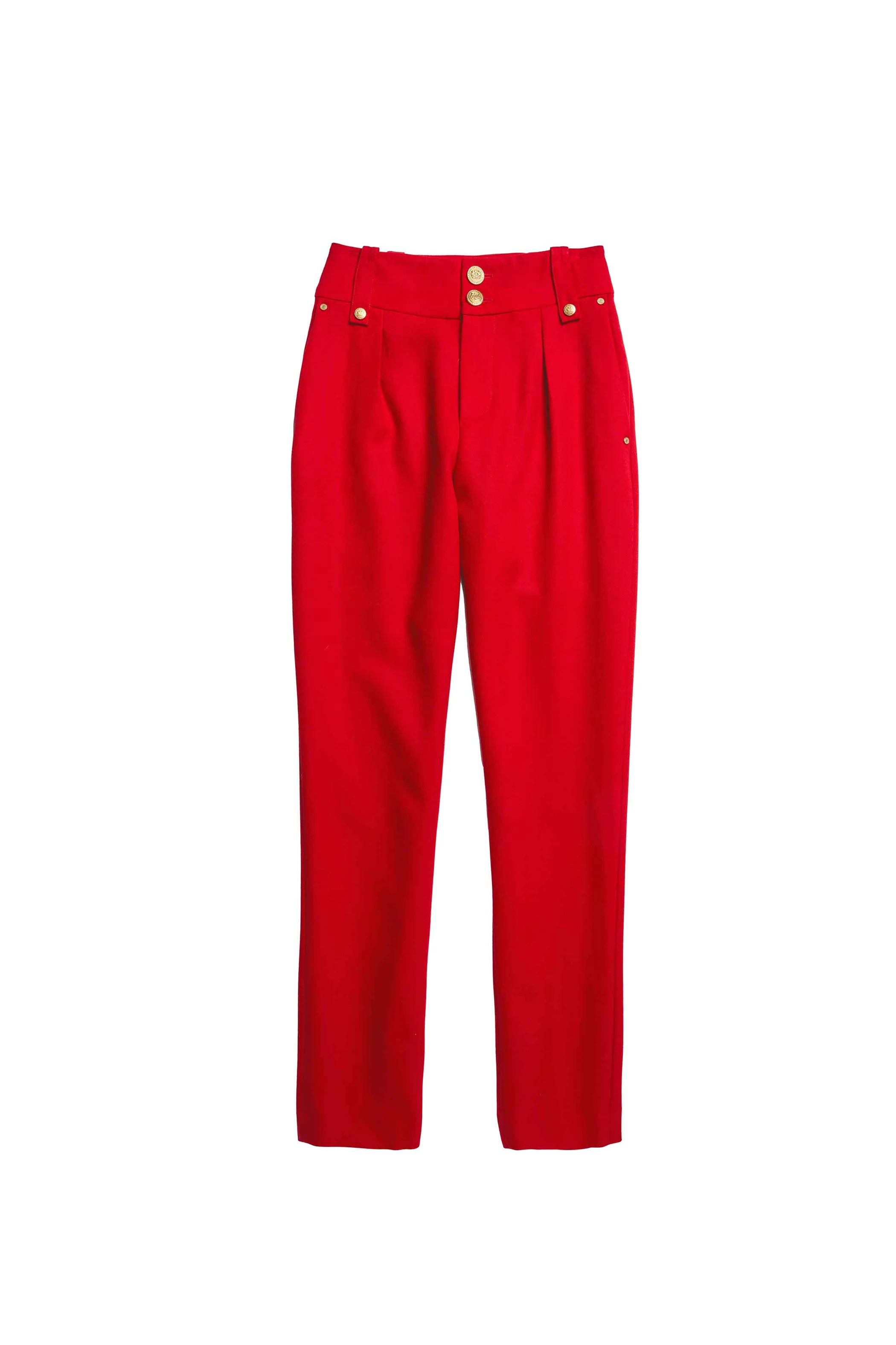 High Waisted Peg Trouser (Red Barathea) | Holland Cooper