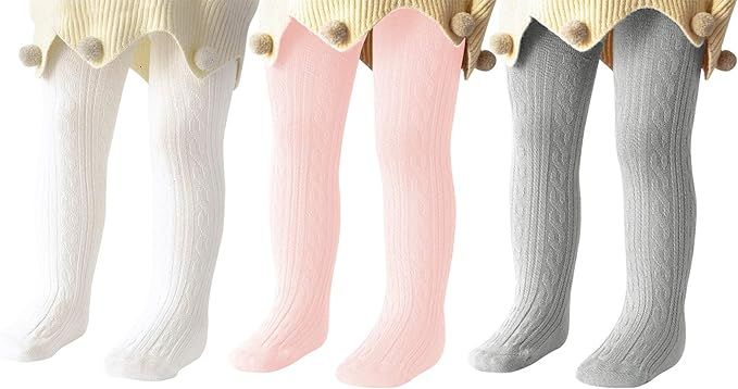 Century Star Baby Tights For Girls Soft Cotton Infant Leggings Toddler Solid Knit Socks Warm Stoc... | Amazon (US)