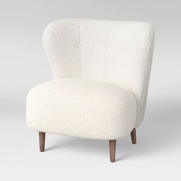 Maxton Modern Faux Sherling Wingback Chair White - Threshold™ | Target