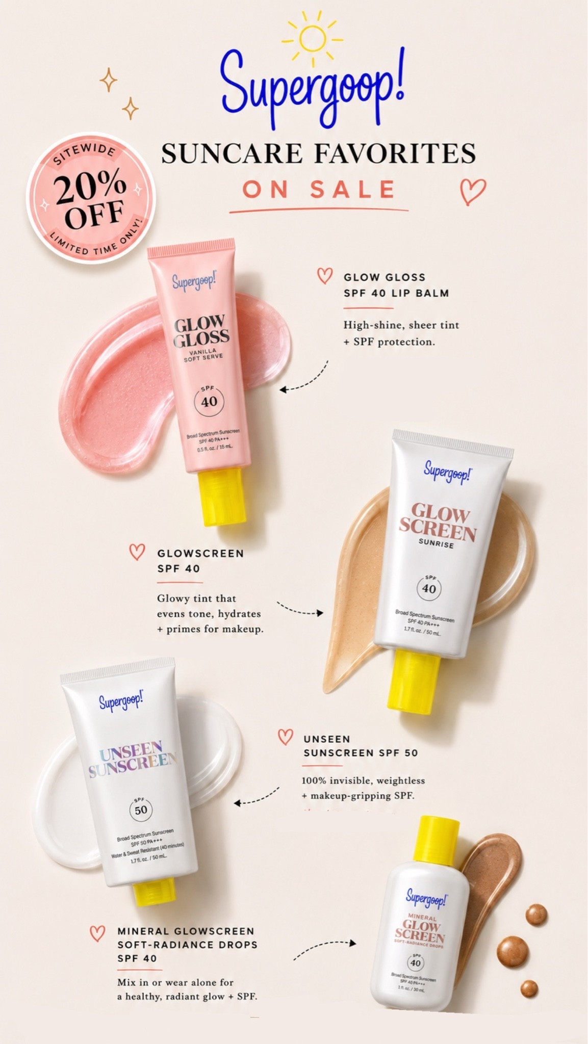 My favorite @Supergoop! products are 20% off right now!

Supergoop, summer must haves, glow screen

#LTKBeauty