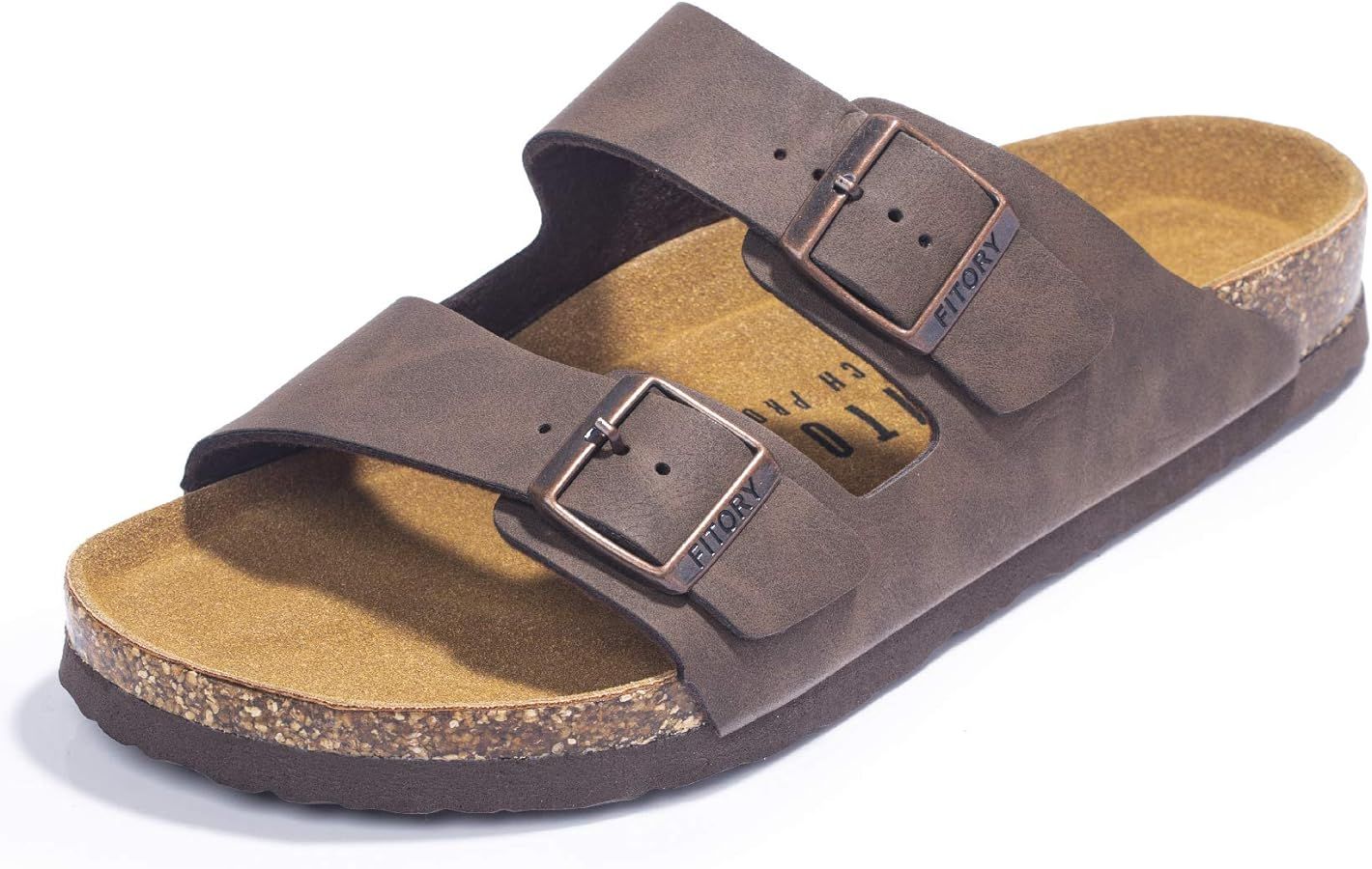 FITORY Mens Sandals, Arch Support Slides with Adjustable Buckle Straps and Cork Footbed | Amazon (US)