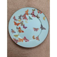 Mackenzie Childs Vintage Enamel Blue Butterfly Platter 16"" Courtly Check Cookie Appetizer Serving Tray Fingerlakes Aurora Ny Free Ship | Etsy (US)