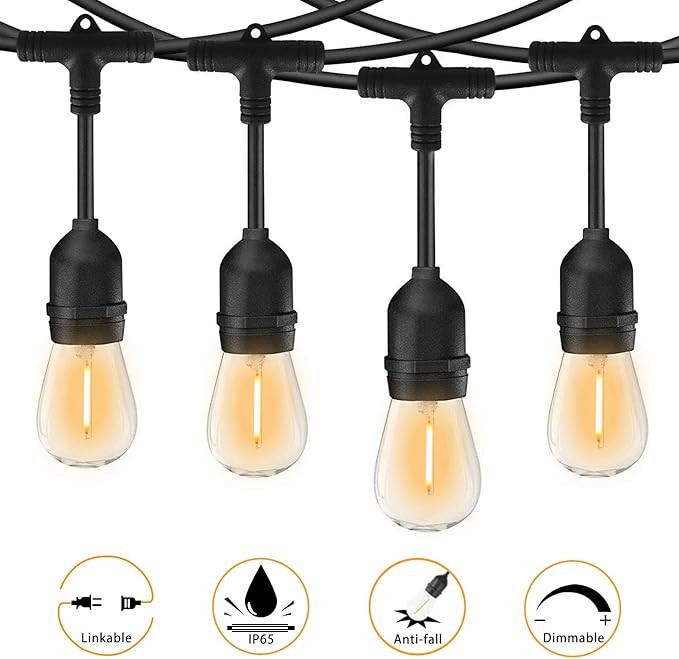 String Lights Outdoor 100ft - Bomcosy Outdoor String Lights with 30+2pcs Shatterpoof S14 Edison B... | Amazon (US)