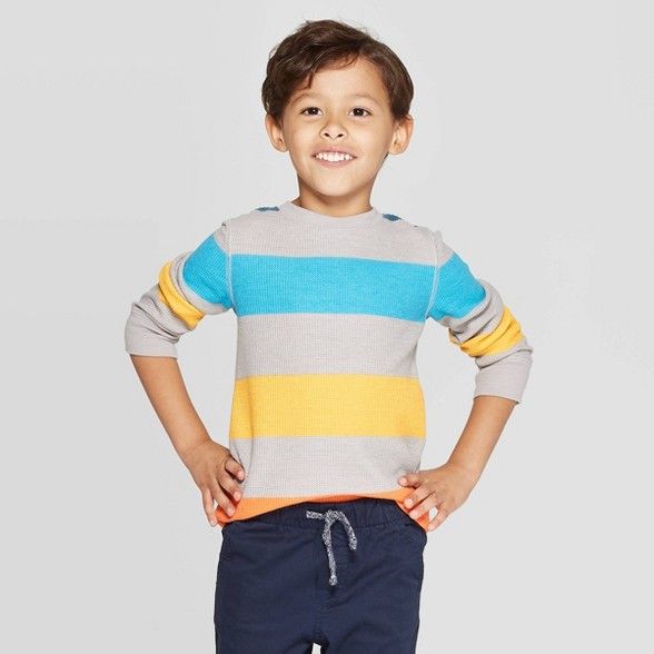 Toddler Boys' Striped Thermal Long Sleeve T-Shirt - Cat & Jack™ | Target