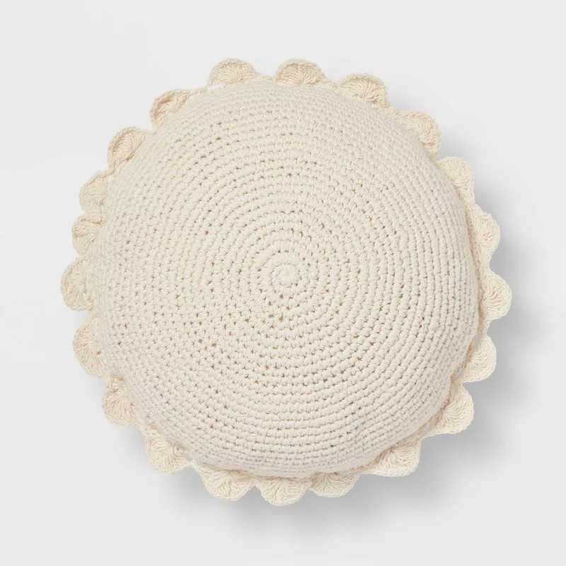 Crochet Round Throw Pillow Cream - Threshold™ | Target