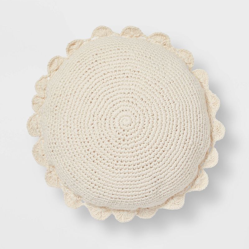 Crochet Round Throw Pillow Cream - Threshold&#8482; | Target