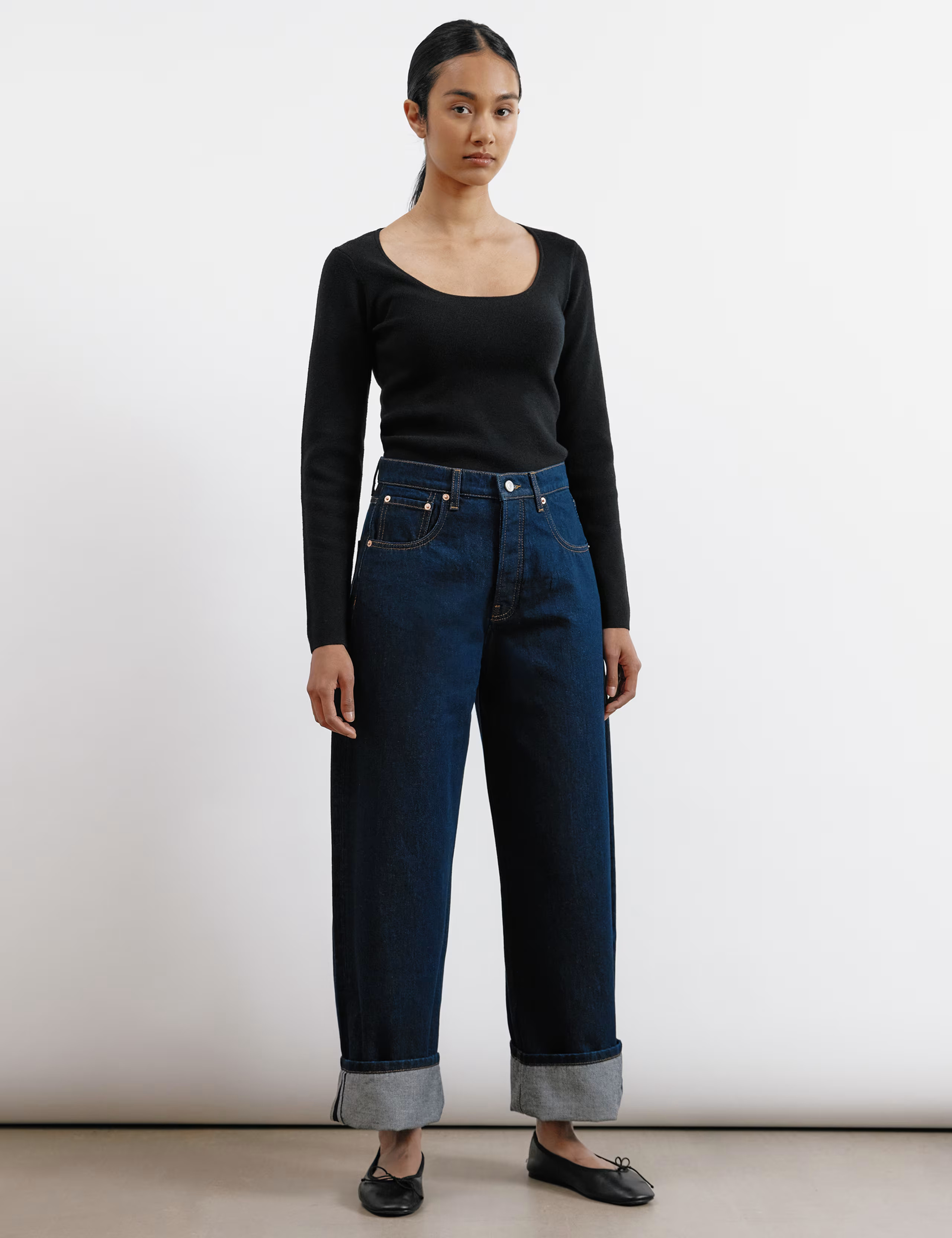 High Waisted Wide Leg Turn Up Jeans | Marks & Spencer (UK)
