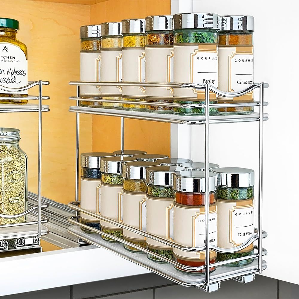 LYNK PROFESSIONAL® Pull Out Spice Rack Organizer for Cabinet - 4-1/4 inch Wide - Slide Out Rack ... | Amazon (US)