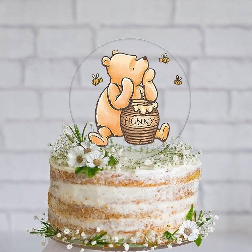 Winnie Cake Topper Welcome Baby Acrylic 5inch Cake Toppers Cupcake Toppers Classic The Pooh Baby ... | Amazon (US)
