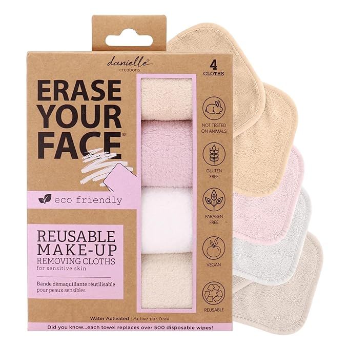 ERASE YOUR FACE Face Reusable Makeup Removing Cloths With Friendly Packaging By Danielle Enterpri... | Amazon (US)