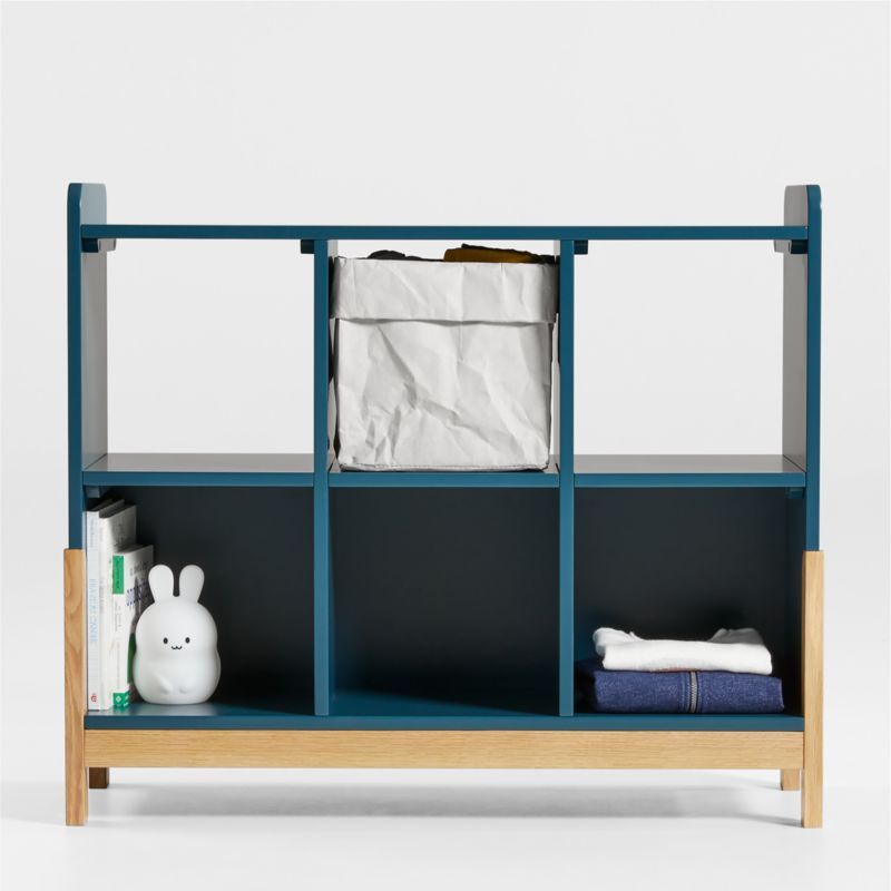 Rue Midnight Blue Wood 6-Cube Low Kids Bookcase + Reviews | Crate & Kids | Crate & Barrel