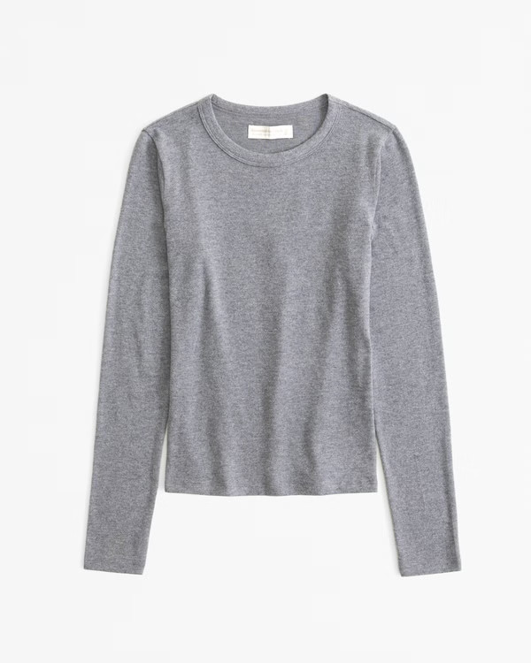 Long-Sleeve Cozy Lounge Knit Tuckable Crew Tee | Abercrombie & Fitch (US)