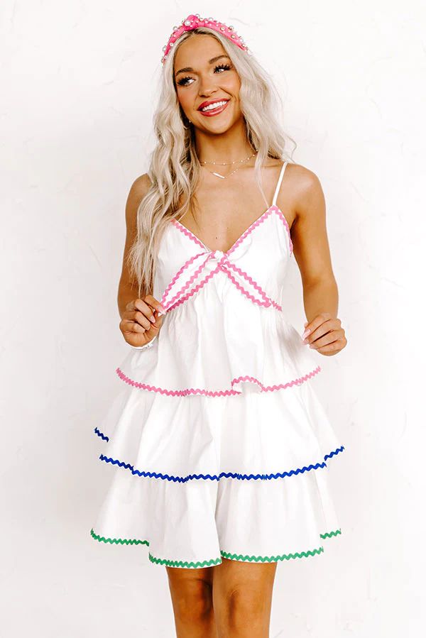 Palm Beach Retreat Tiered Mini Dress In White | Impressions Online Boutique