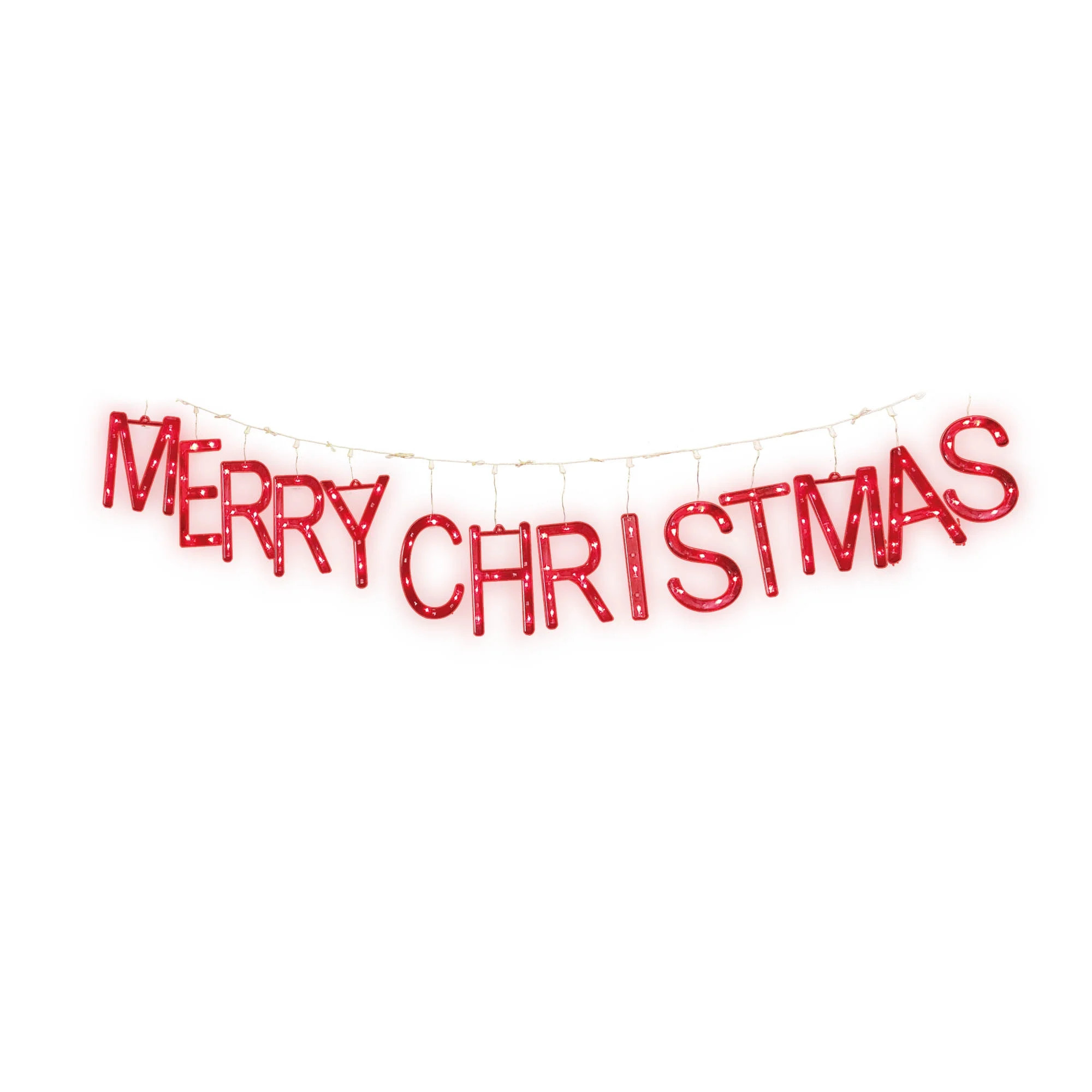 Indoor/Outdoor Light-Up Merry Christmas Banner with 115 LED Lights, Red, 9', by Holiday Time | Walmart (US)