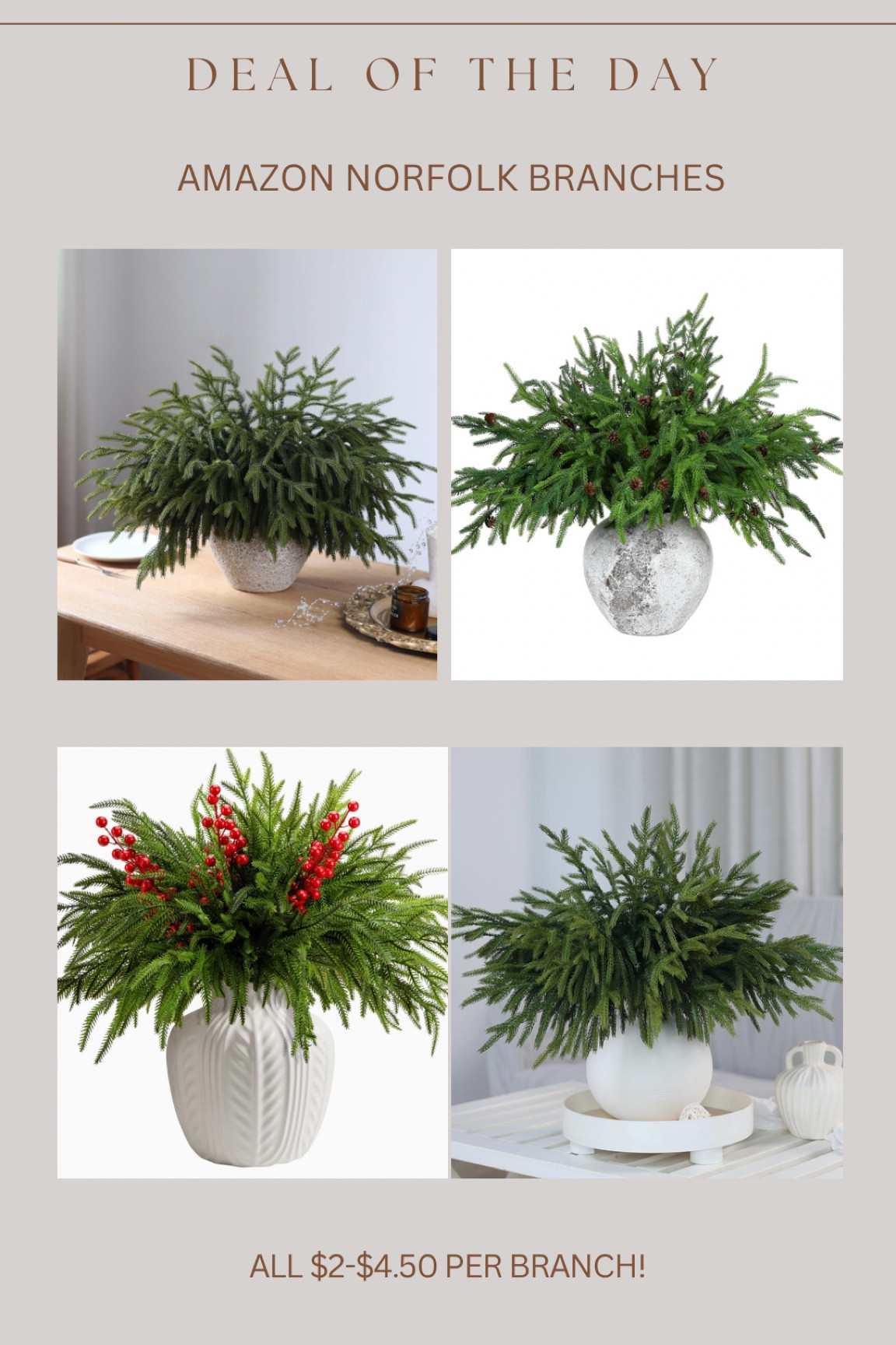 I found the prettiest & best priced  Norfolk pine branches on @amazon!!!! These are stunning!!!! #ad #amazon #founditonamazon

#LTKSeasonal #LTKHome #LTKSaleAlert