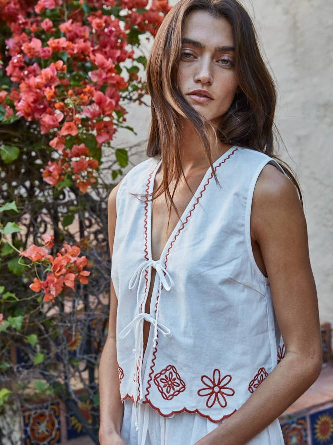 Tied Together Embroidered Vest | Lilla & Beth