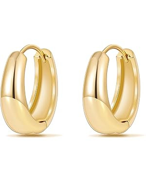 micuco Gold Hoop Earrings for Women, Gold Chunky Hollow Thick Hoops Earrings for Women | Amazon (US)