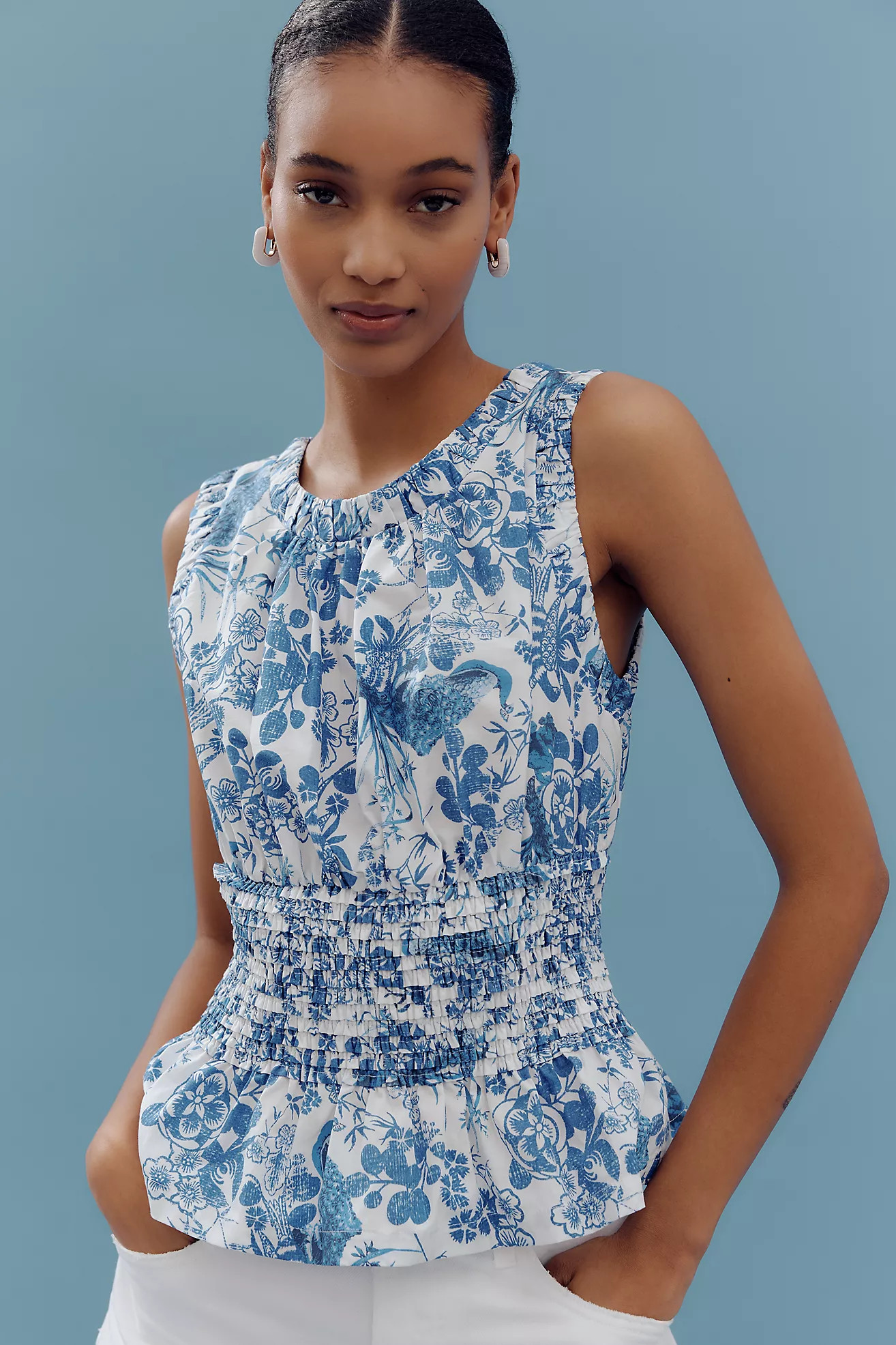 By Anthropologie Sleeveless Smocked-Waist Top | Anthropologie (US)