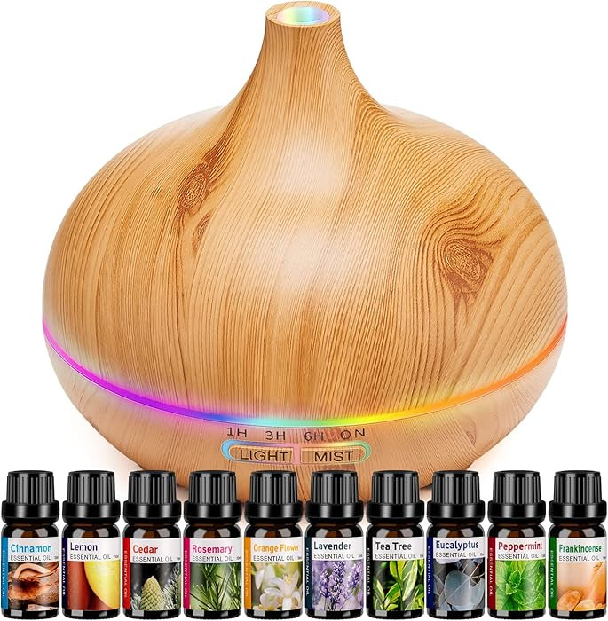 HLS Aroma Diffusers for Essential Oils Large Room with 10 Essential Oils,Ultrasonic Aromatherapy ... | Amazon (US)