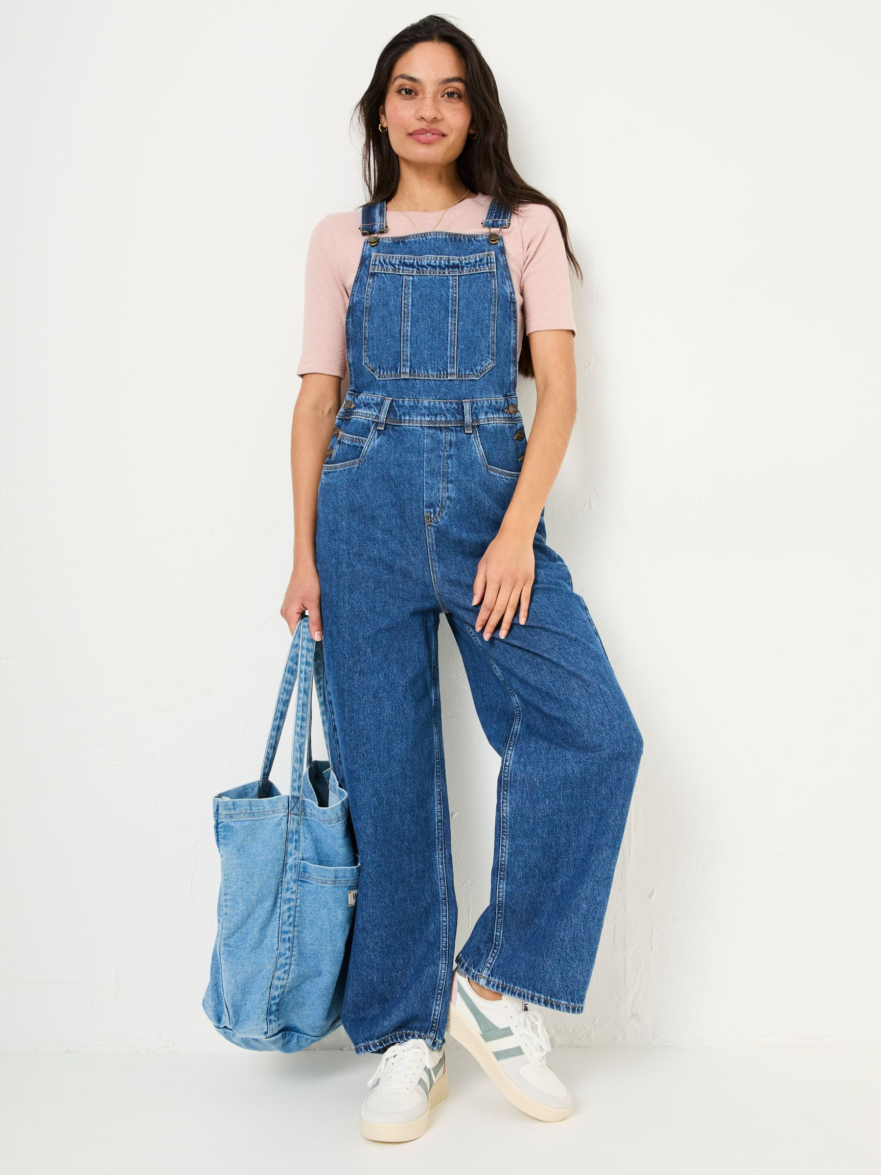 Alexa Denim Vintage Wide Leg Dungarees | FatFace | Fat Face
