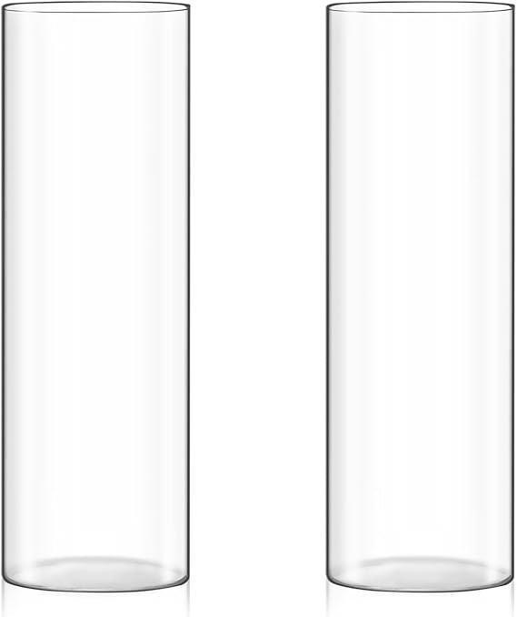 Fixwal Set of 2 Clear Glass Cylinder Vases for Centerpieces, 12 x 4 Inch Tall Glass Hurricane Flo... | Amazon (US)