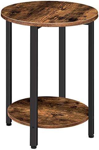 HOOBRO Round Side Table, Sofa Couch Table with Storage Shelf, 2-Layer Industrial End Table, Stable M | Amazon (US)