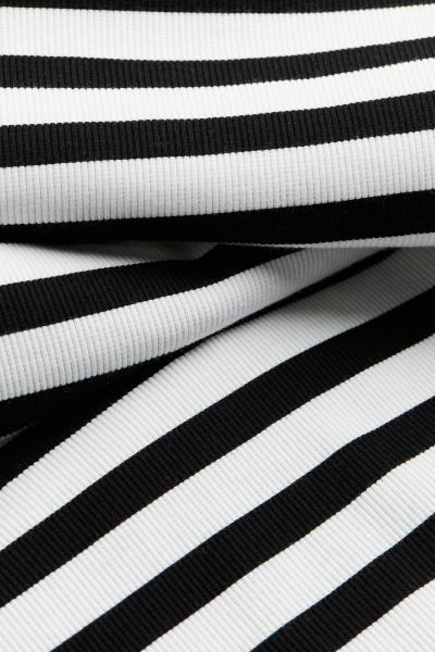 Ribbed Bandeau Dress - Sleeveless - Midi - White/striped - Ladies | H&M US | H&M (US + CA)