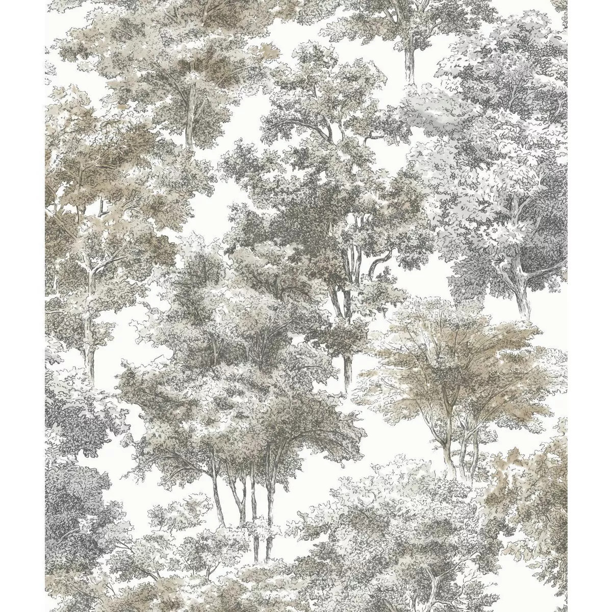 RoomMates Old World Trees Peel and Stick Wallpaper Gray/Beige | Target
