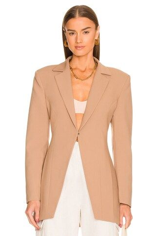 Ronny Kobo Riva Blazer in Tan from Revolve.com | Revolve Clothing (Global)