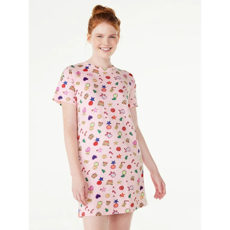 Joyspun Women’s Short Sleeve Sleep Shirt, Sizes S to 3X | Walmart (US)