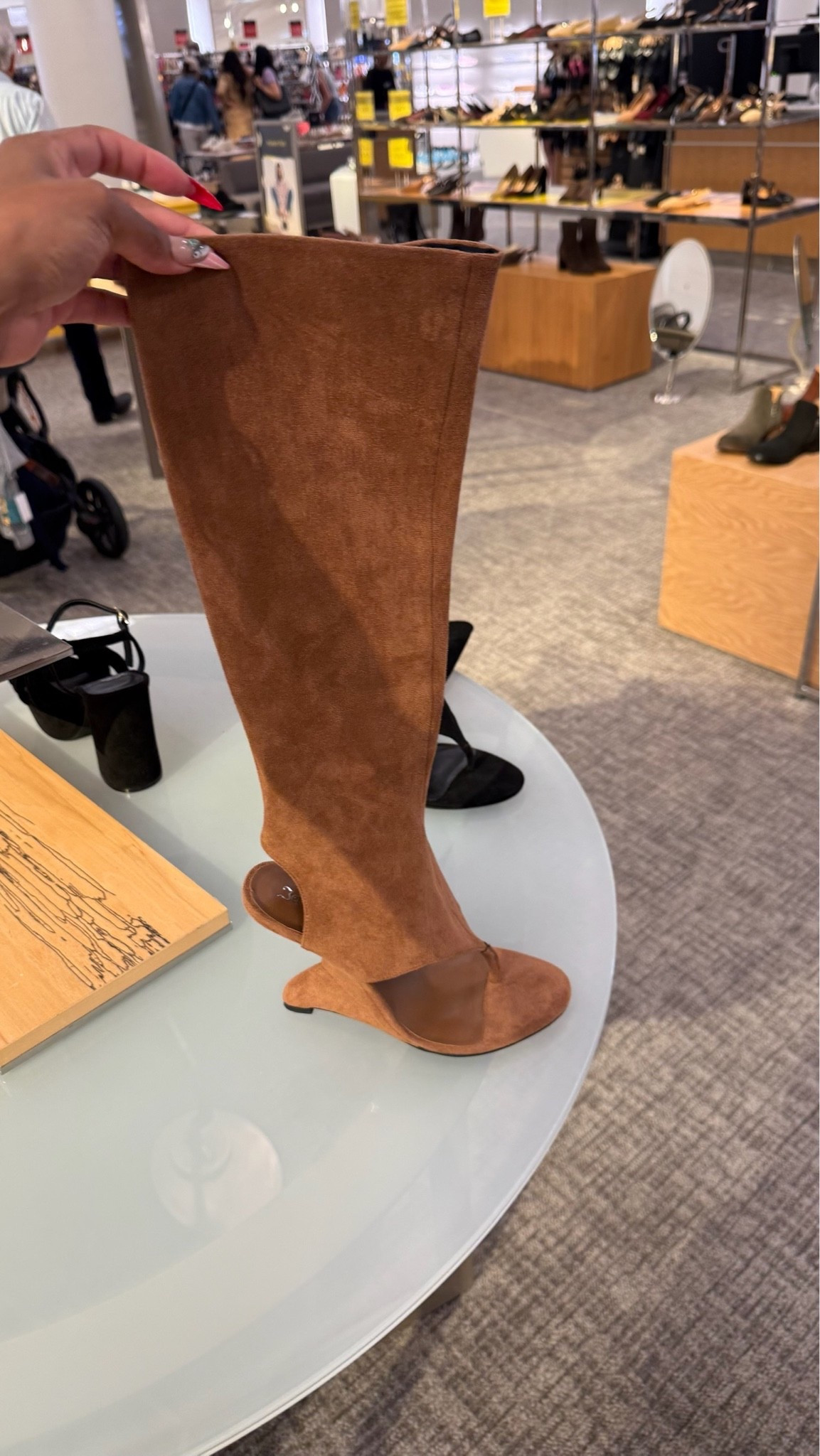 Tan suede high knee wedge sandal find! Perfect fall staple! Comes in two colors!

#LTKootd
