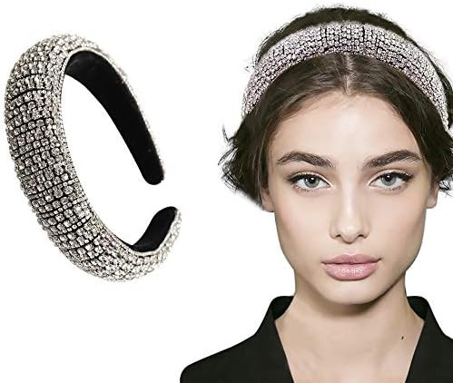 Rhinestone Crystal Diamond Headband for Women Fashionable Handmade Wide Hair Hoops Beaded Bling H... | Amazon (US)
