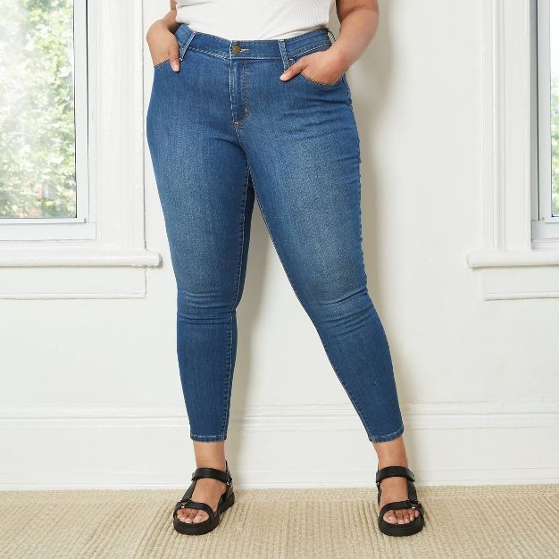 Women's Plus Size Mid-Rise Ankle Skinny Pants - Ava & Viv™ | Target