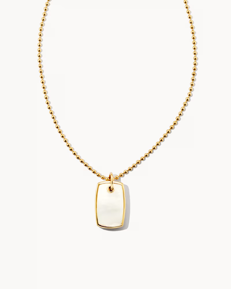 Dog Tag 18k Gold Vermeil Charm Necklace in Ivory Mother-Of-Pearl | Kendra Scott