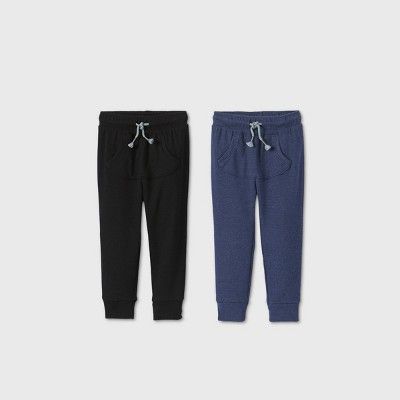 Toddler Boys' 2pk Rib Jogger Pants - Cat & Jack™ Black/Navy | Target