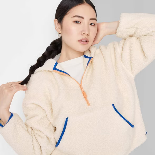 Women's Half-Zip Sherpa Anorak Jacket - Wild Fable™ | Target