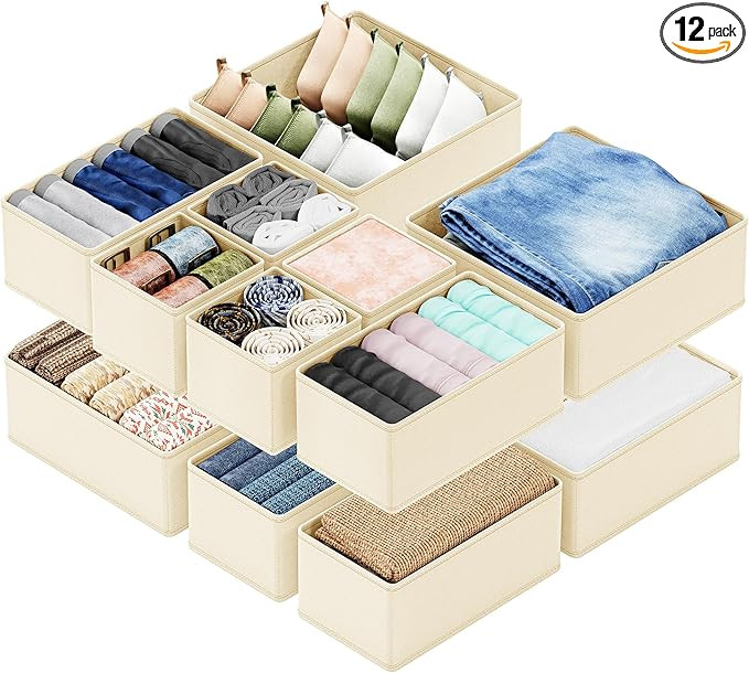 SpaceAid Drawer Organizer Clothes, 12 Pack Dresser Organizer Bins for Nursery, Closet Organizatio... | Amazon (US)