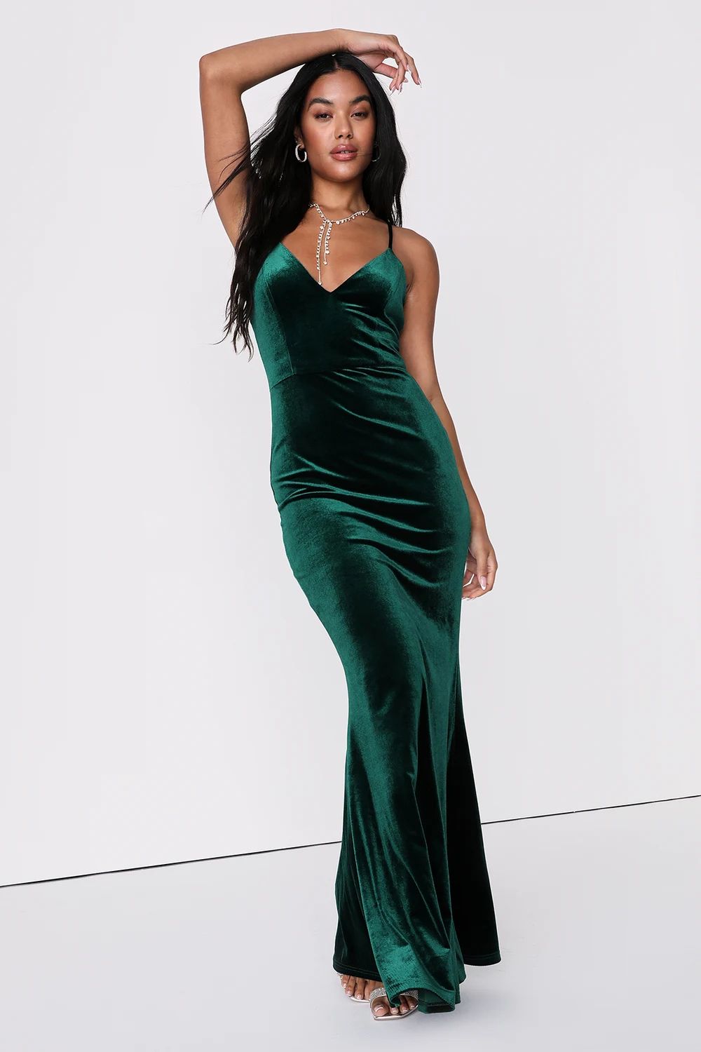 Splendid Occasion Emerald Green Velvet Mermaid Maxi Dress | Lulus (US)