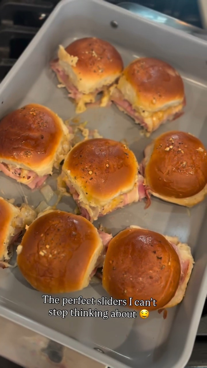 I can’t stop thinking about these sliders 🤭

Threw them together with some Swiss cheese, ham, @chickfila sauce & stone mustard, onions (on half so my toddler didn’t have to eat them lol), and then some butter and garlic/seasonings on top! Cooked them at 375 for 20 minutes and they came out perfect 🤤

Comment SHOP for our favorite @caraway_home pan to be sent directly to you or follow me on @shop.ltk 🛍️

#recipes #sliders #cooking #easymeals #weeknightdinner dinner ideas | easy meal prep | cooking at home | caraway | easy recipe | appetizers | app idea | sandwiches | toddler mom meals

#LTKdayinmylife #LTKHome #LTKmomlife